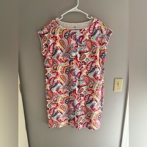 Talbots Womens T Shirt Dress X Multicolored Paisley Cotton Short Sleeve Button